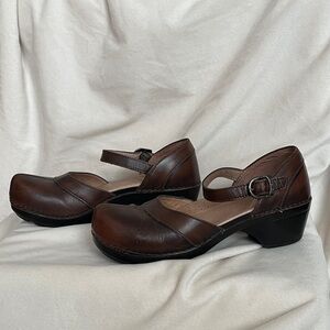 Dansko Brown Leather Mary Jane clogs